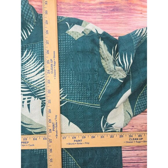 Tommy Bahama Mens Silk Hawaiian Shirt Large Green Palm Print Tropical - Picture 6 of 6